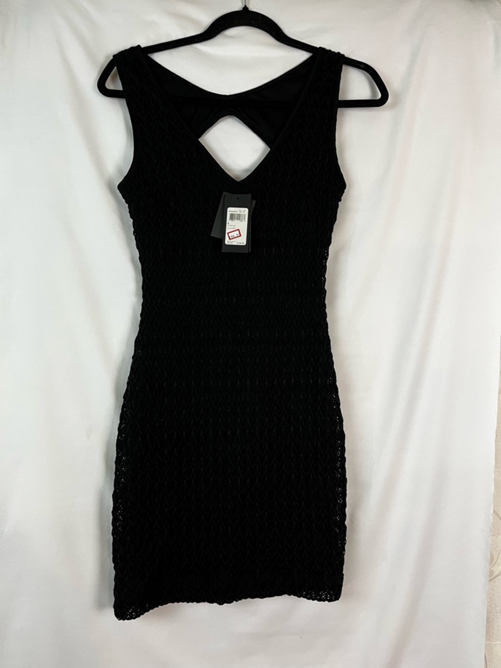 Guess Black Sleeveless Textured Mini Dress size 4 NWT minor flaw
